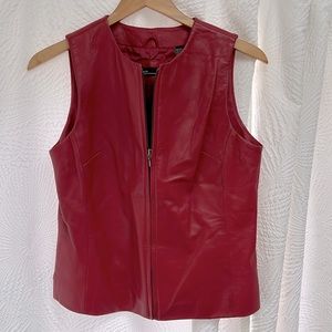 Valerie by Valerie Stevens Petite Red Leather Vest